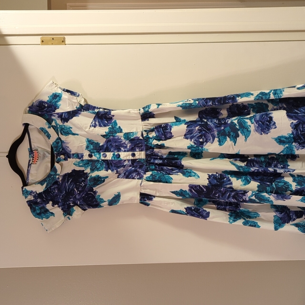 Pinup Couture blue roses Dee Dee dress